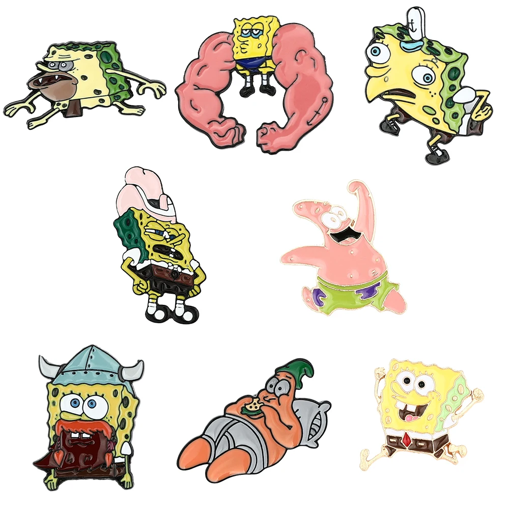 

Cute Anime Cartoon Spongebob Squarepants Enamel Brooch Spongebob Patrick Star Kawaii Badge Lapel Pins for Clothes Accessories