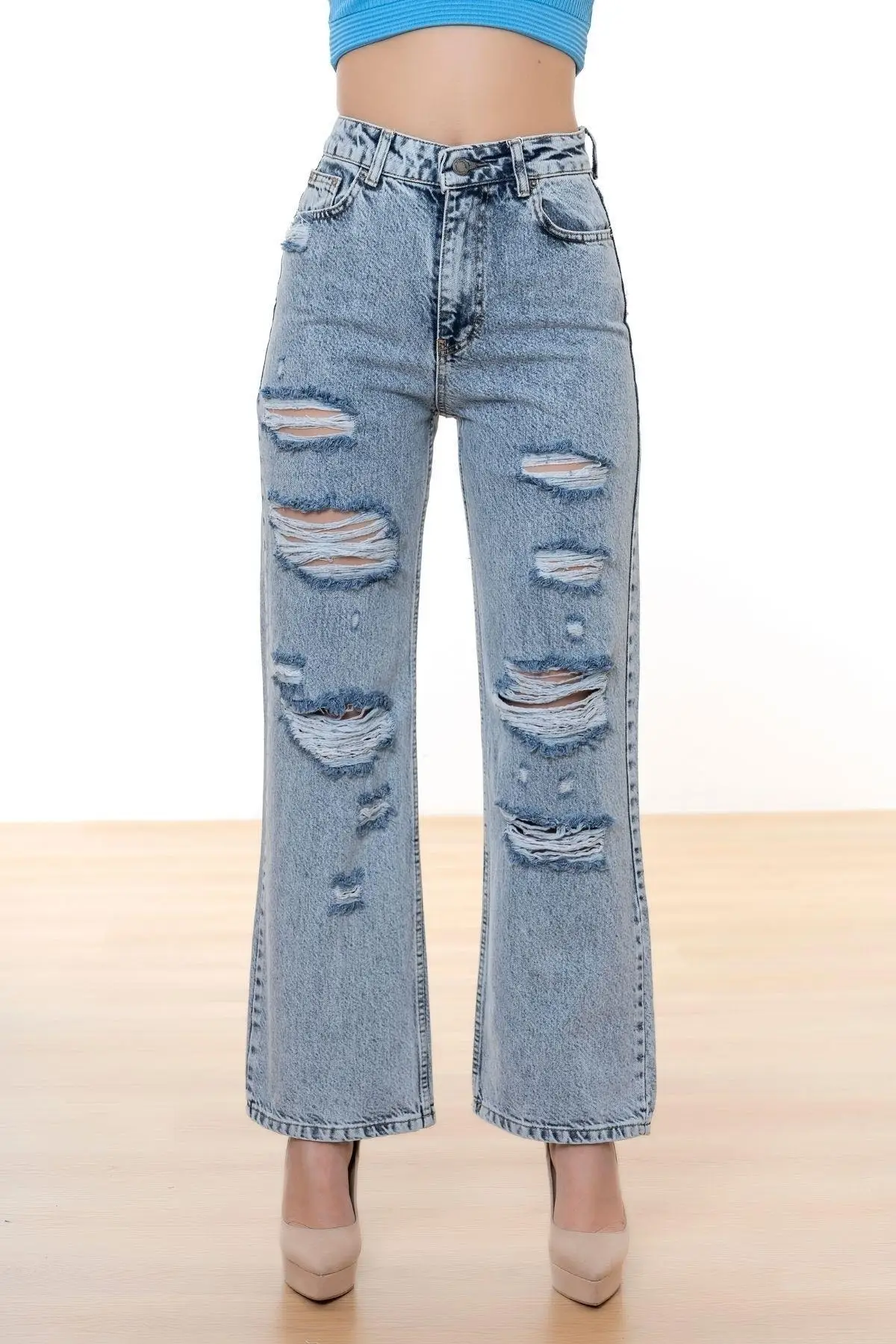 

Женские джинсы снежной джинсовой расцветки с лазерной детализацией прямые брюки джинсы на молнии для дам