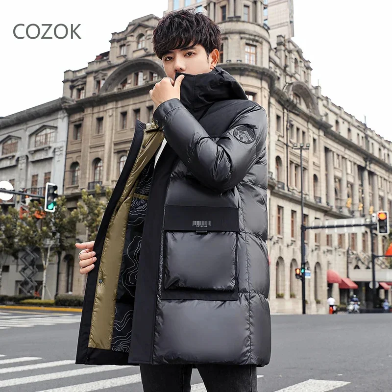 Куртка COZOK Мужская зимняя длинная дизайнерская одежда с утиной подкладкой легкие