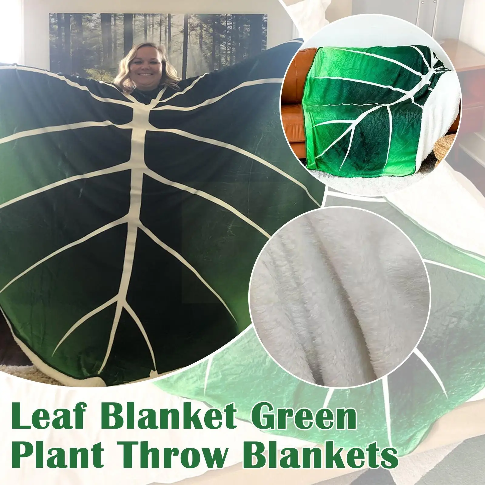 

Leaf Blanket Green Plant Throw Blankets Soft Plush Flannel Throw Decorative Leaves Design For Plant Lovers Bed Couch And So R1r7