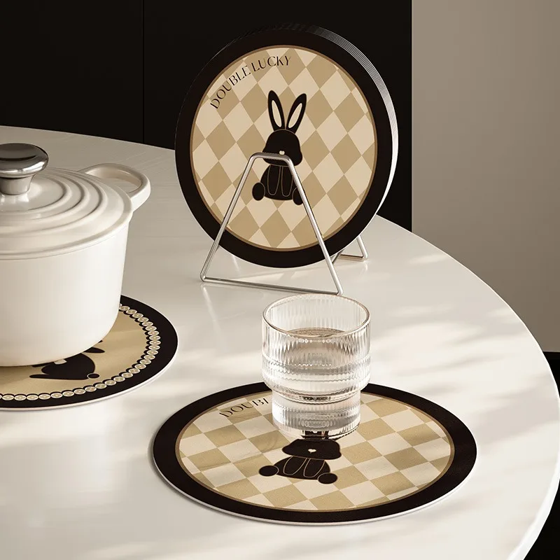 

Круглые подставки из ПВХ кожи, черные и белые, набор из 2 штук