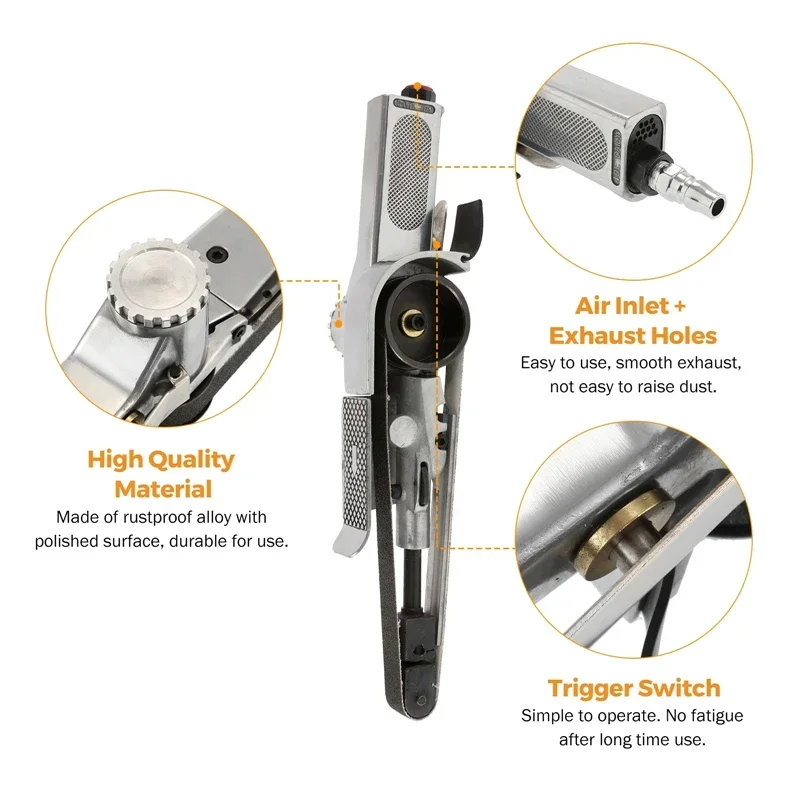 520*20 Мм Пневматическая Ленточная Шлифовальная Машина С Набором Из 3 Шлифовальных