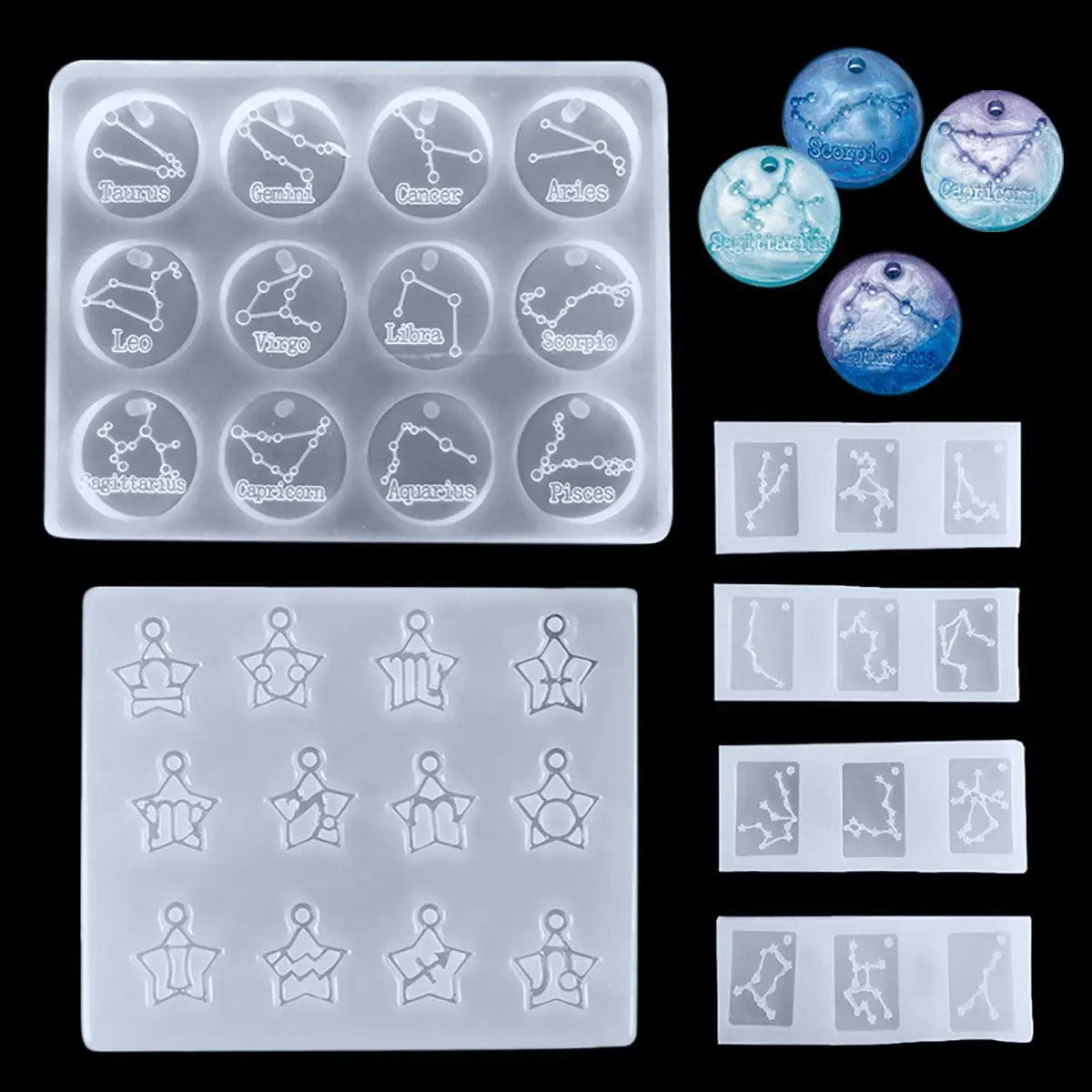

12 Constellations Resin Molds Zodiac Silicone Epoxy Mould Ice Tray Star Zodiac Sign DIY Mold for Keychain Pendant Jewelry Making
