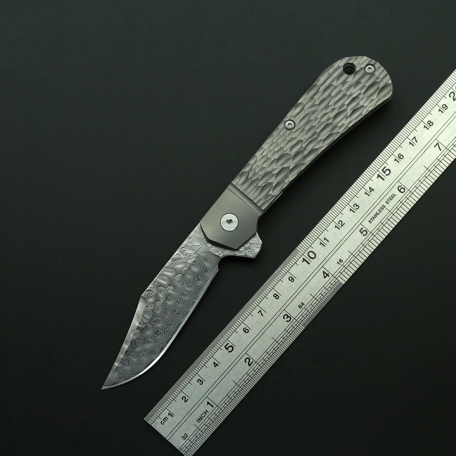 

Складной нож GODFUR BK VG10, дамасский тактический карманный Клинок с титановой ручкой для ежедневного использования, кемпинга, охоты, выживания