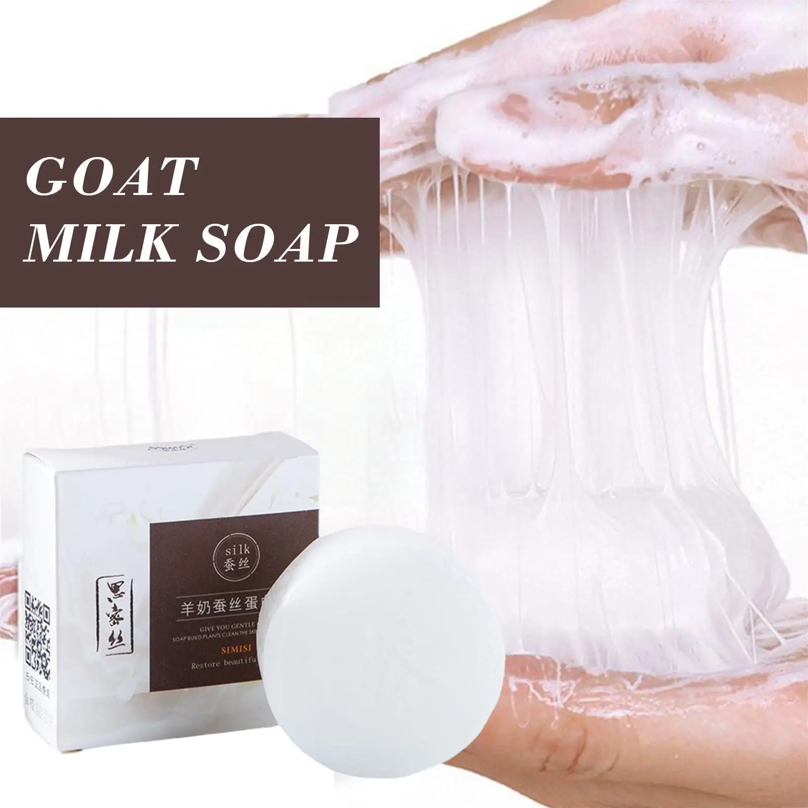 

60g Goat Milk Soap Natural Silk Foam Wash Bath Oil Control Acne Blackheads Mites Remove Nourishing Pimple Cleaning Soap W7C0