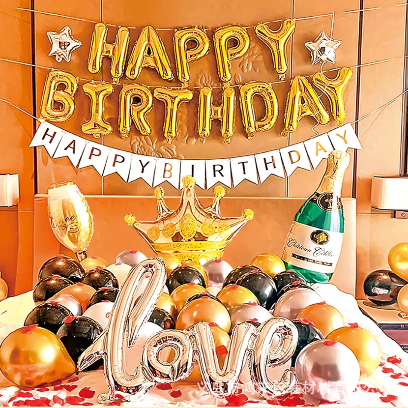 

Macaron Latex Balloons Set with Pentagram Letters Banner Birthday Party Decorations Wedding Valentine's Day Arrangement Supplies