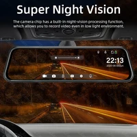10 inches 2 5k 64g car dvr touch screen stream media dual lens video recorder rearview mirror dash cam front and rear camera
