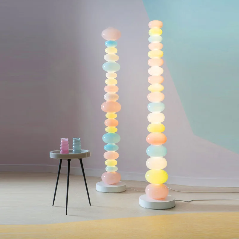 

Candy String Floor Lamps Family Creative Living Room Decor Lamp Girl Room Candied Gourd Table Lamps Colored Glass Standing Lamps