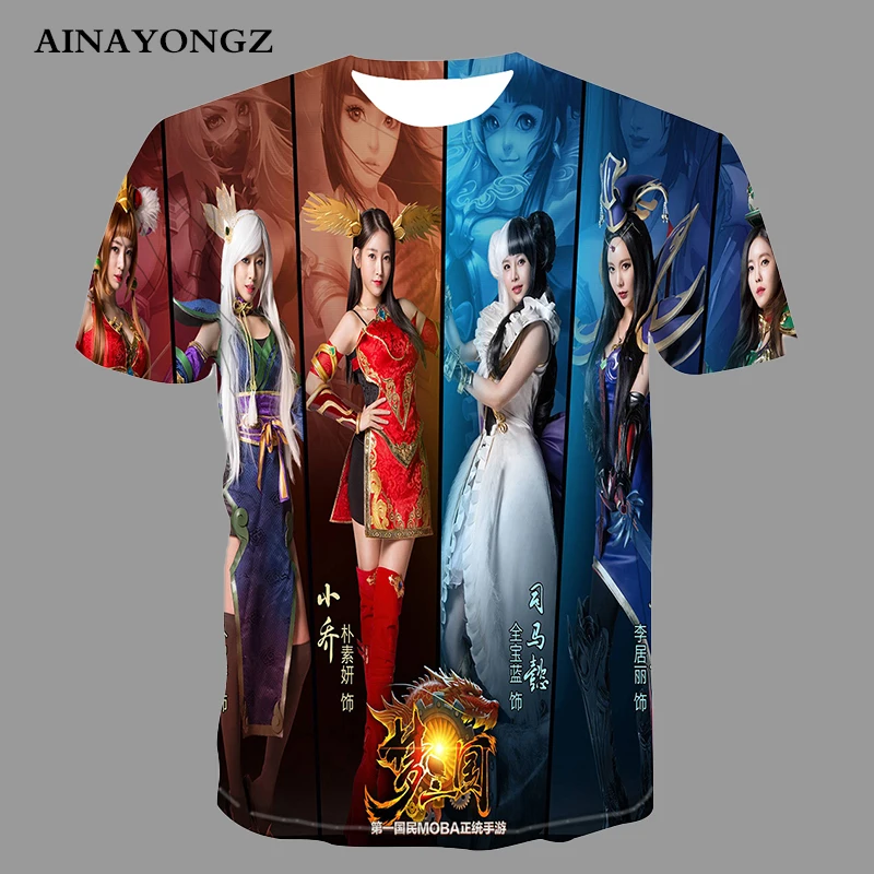 Kpop Trendy Summer Men's T Shirt Movie Game Theme Sexy Beauty Model Print O-neck Short Sleeve Blouse Personality Otaku T-shirt