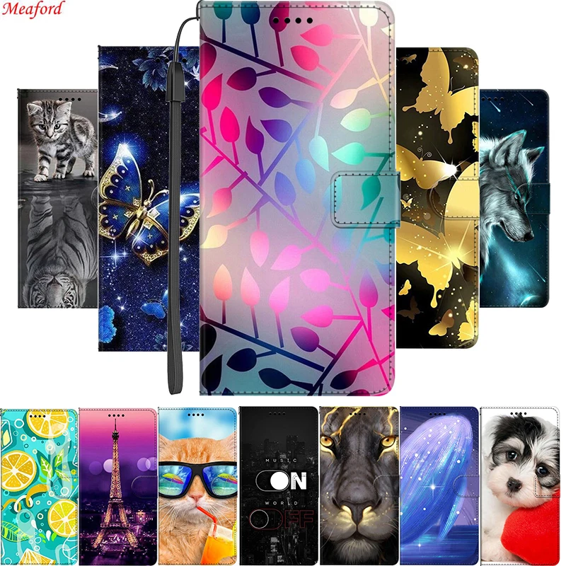 Phone Case For Umidigi A7 Pro Flip Case Wolf Lion Tiger Cute Cat Magnet Leather Cover For Umidigi A7 Pro Case A 7 Pro A7Pro Capa