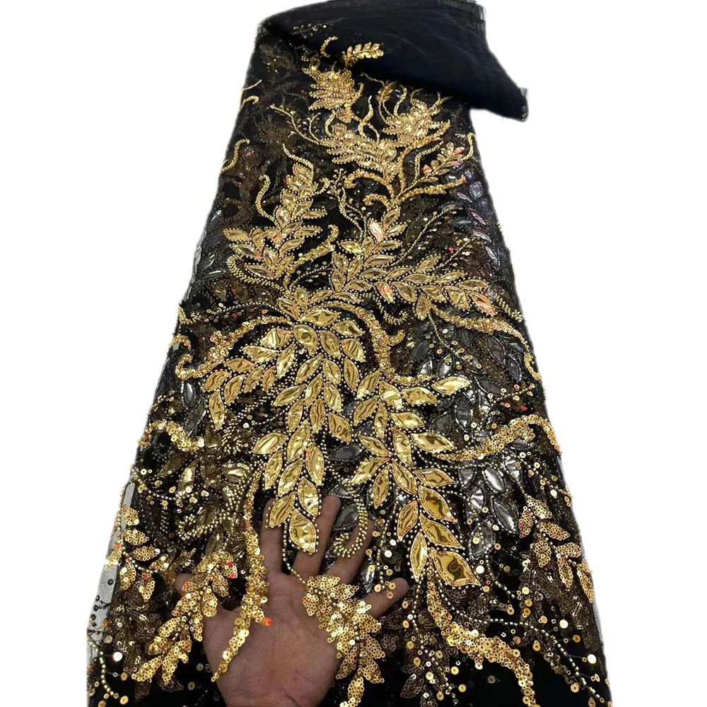 Французская Африканская 3d Кружевная Ткань С Бисером Высококачественная Вышивка