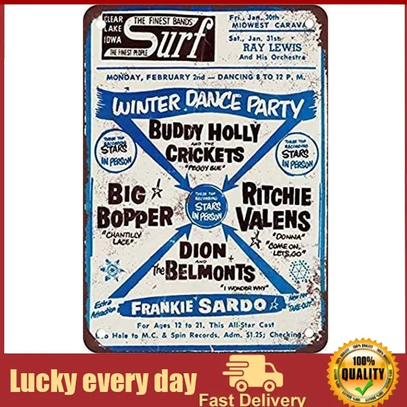 

Retro Vintage Metal Plaque Sign Buddy Holly Final Concert Poster Tin Sign for Home Bar Kitchen Pub Wall Decor Signs