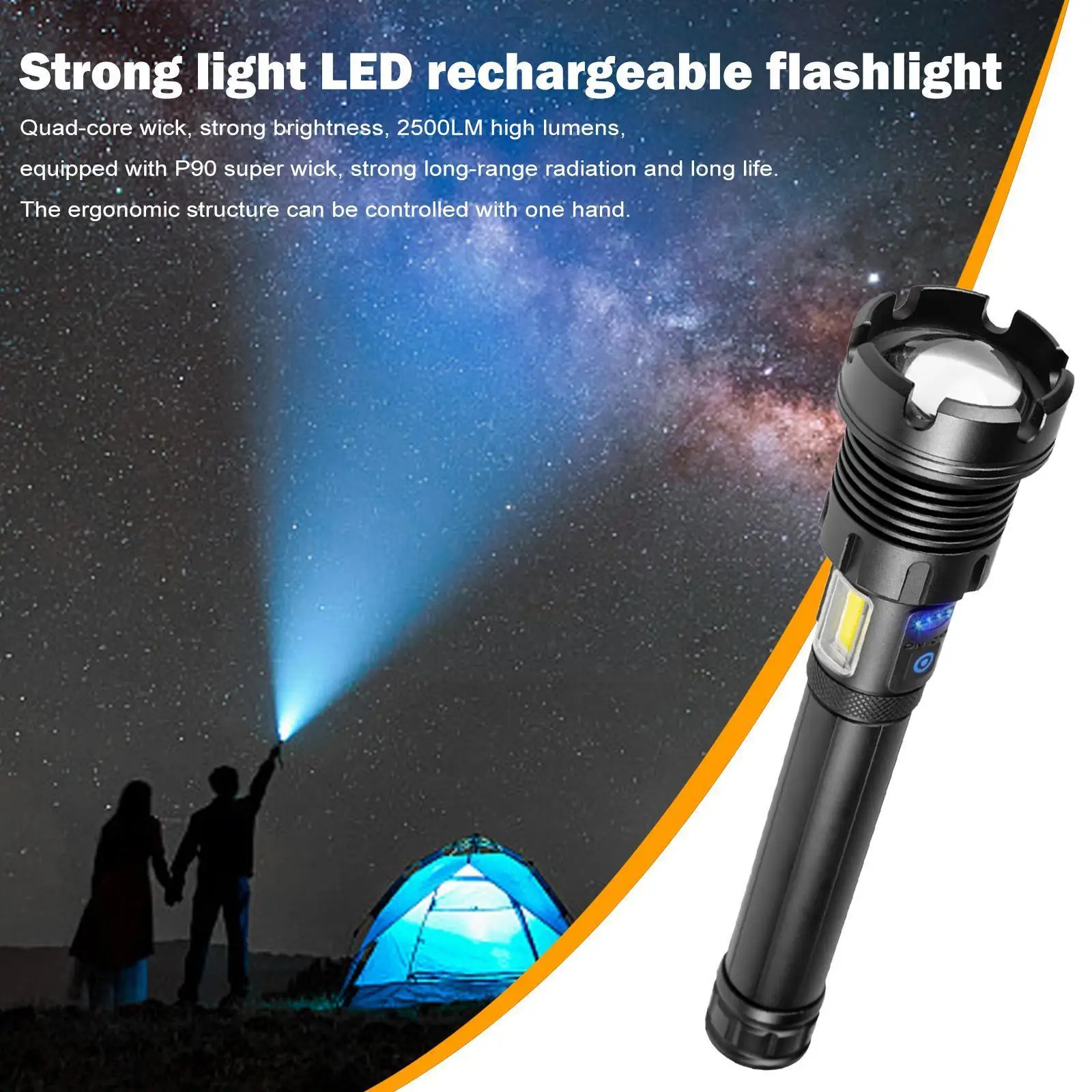 

Светодиодный перезаряжаемый фонарик высокой мощности, миниатюрный фонарь с зумом, уличный Тактический водонепроницаемый светильник для с...