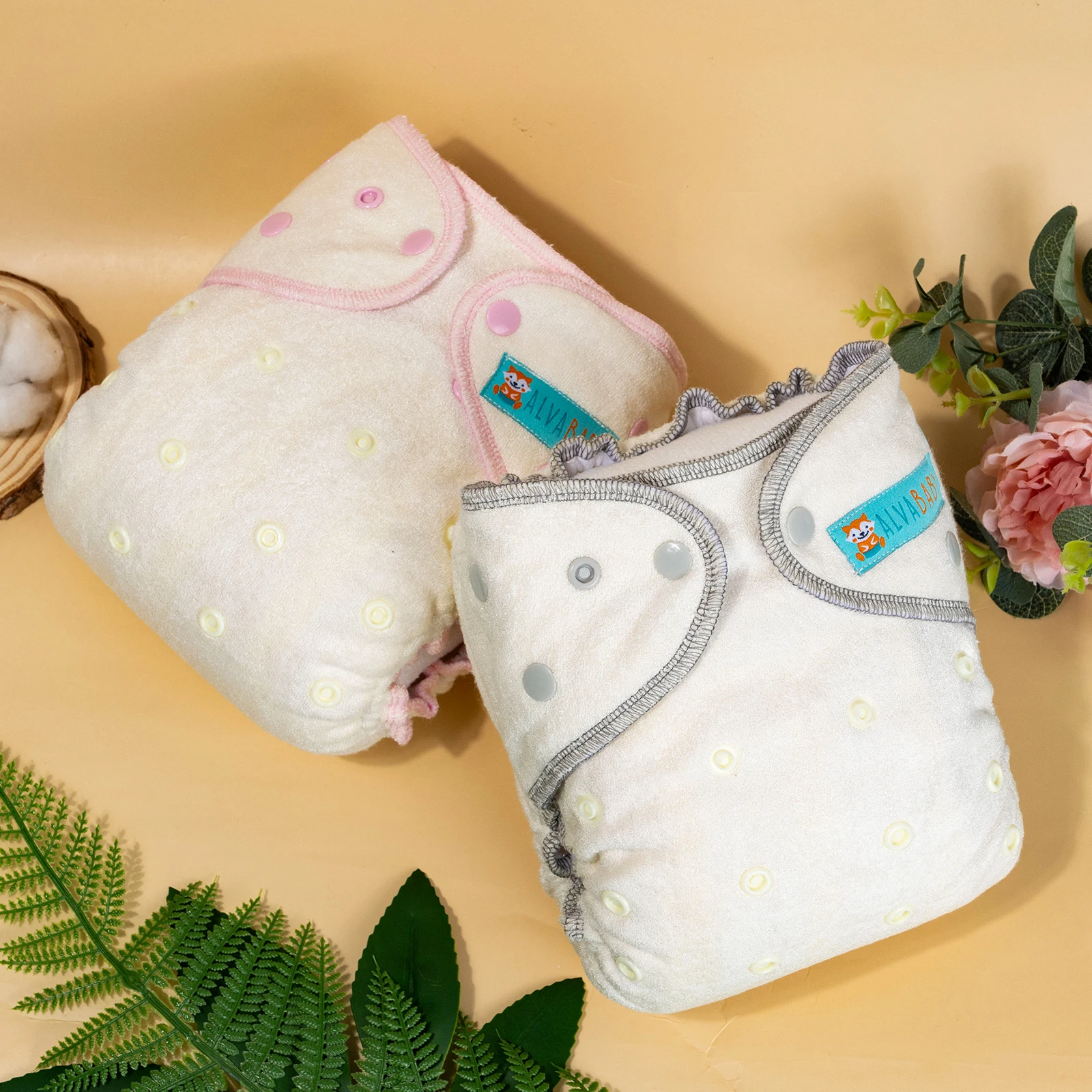 ALVABABY Бамбуковые Подгузники Унисекс Многоразовые Ночные Детские С Карманами