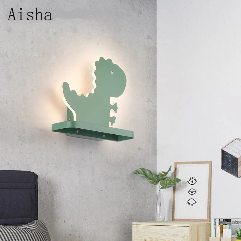 Simple Children's Room Wall Lamp Dinosaur Acrylic Decorative Sconce for Home LED Boys and Girls Room Nursery Decoration Lamp