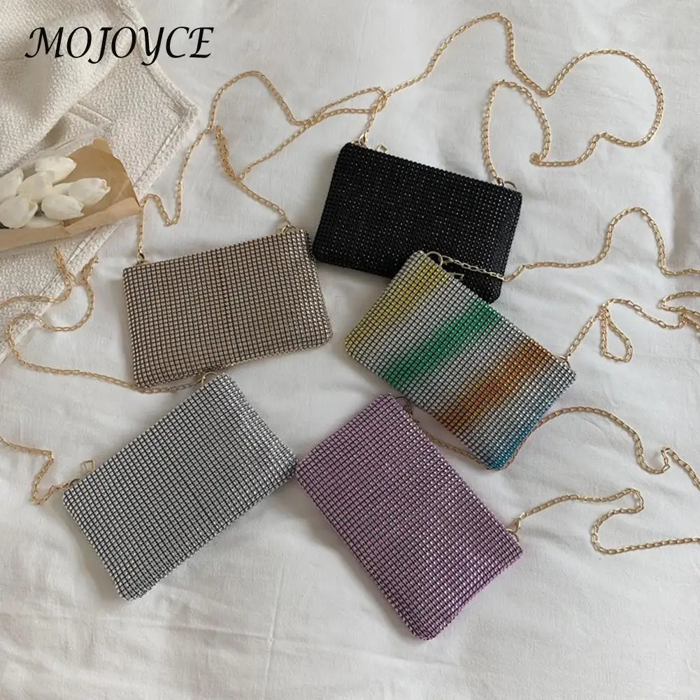 

Exquisite Rhinestone Shoulder Crossbody Bags Women Casual Chain Clutch Purse Stylish Wedding Party Travel Handbag