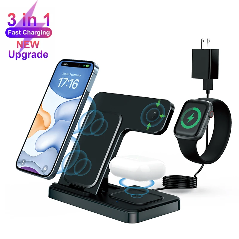 

3 in 1 15W Magnetic Foldable Wireless Charger For iPhone 14 13 12 11 Apple Watch Series Airpods Charging Station