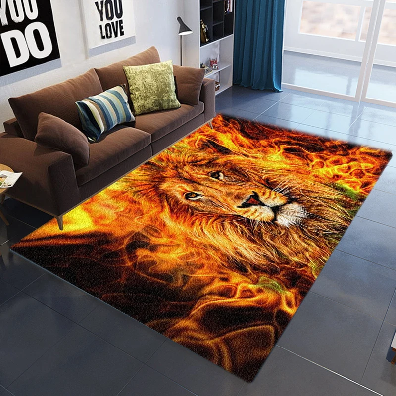 

Wild Animal Lion Print Floor Mat Living Room Coffee Table Bedroom Floor Mat Bedside Decoration Corridor Doormat 3D Carpet Rug