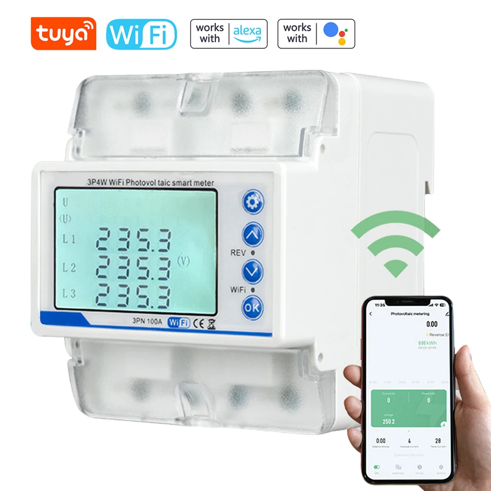 

Трехфазный фотогальванический измеритель 3P4W с Wi-Fi и переключателем