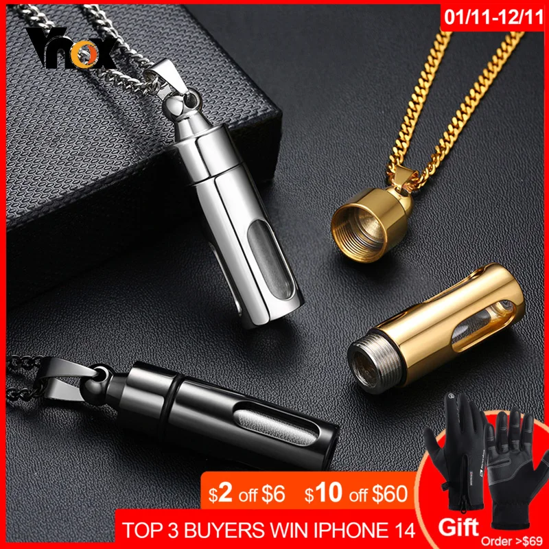 

Vnox Hollow Tube Pendant for Men Women Stainless Steel Cremation Keepsake Urn Necklaces Memorial Jewelry