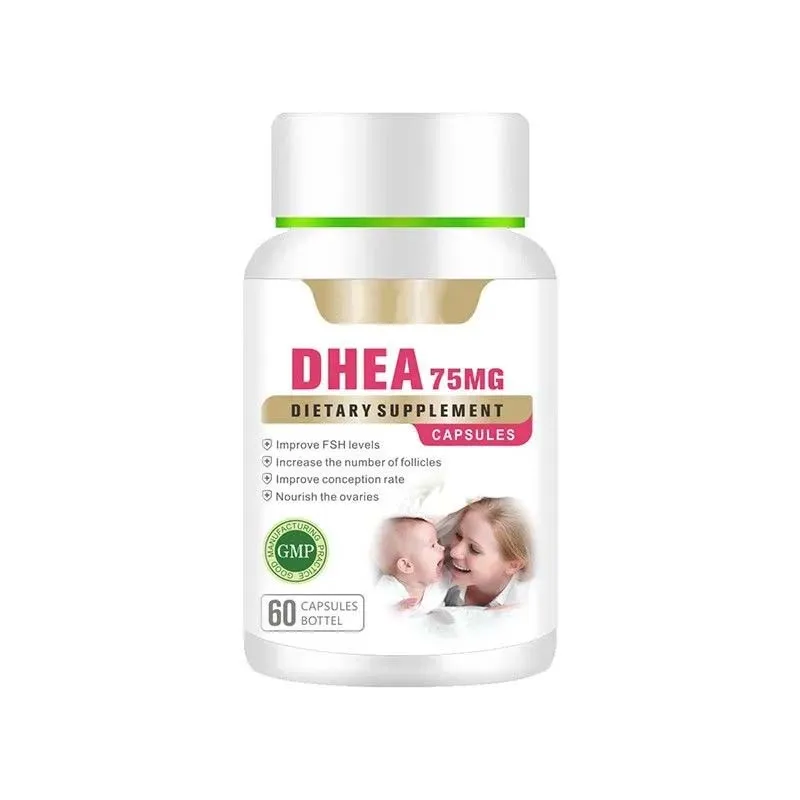 

DHEA 75 мг увеличивает количество фолликулов, улучшает уровень FSH, степень концепции, питает яичники, диетическая добавка, 60 капсул