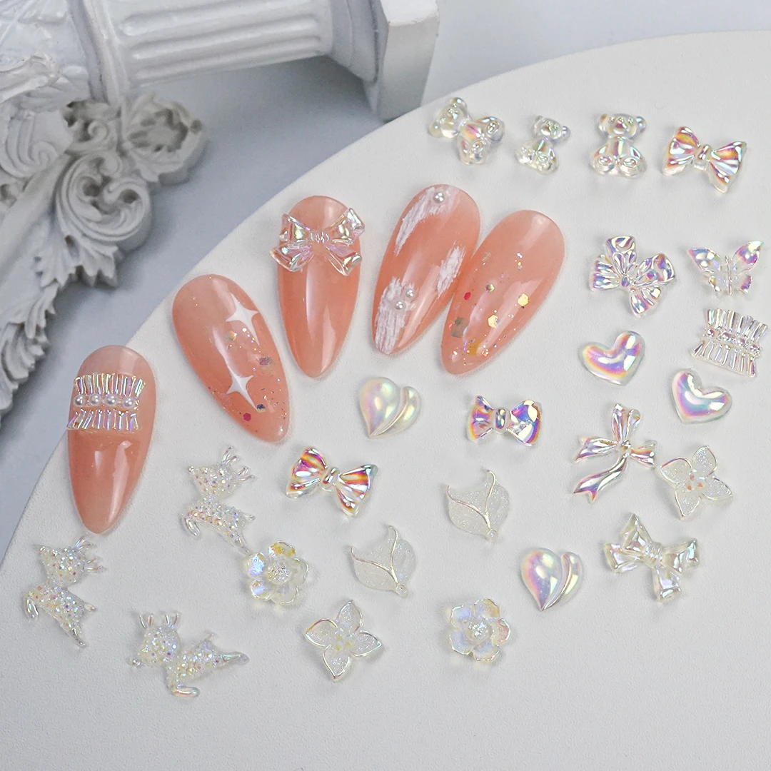 Aurora прозрачные бусины микс искусство медведь лук Flatback сердце Блестящие