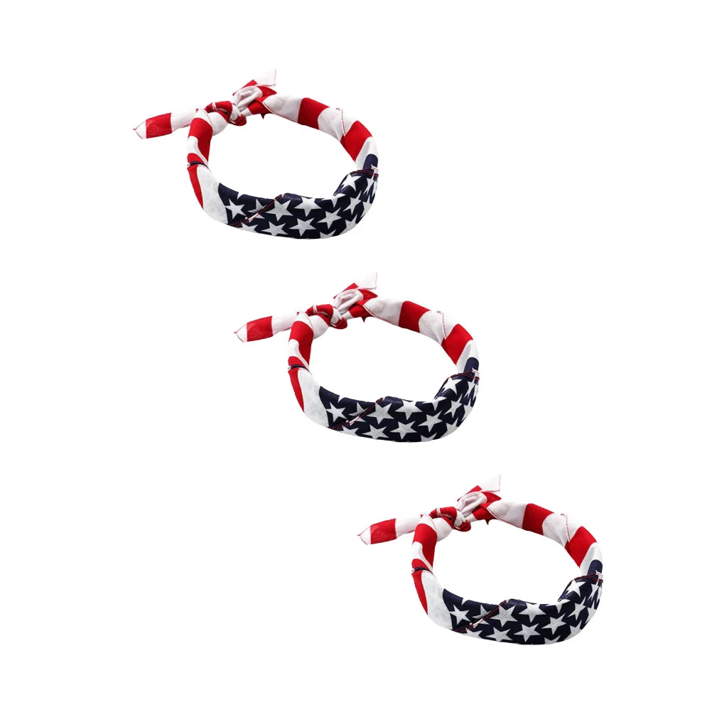 

Flag Usa Day Headband Julyamerican Bandana Bandanas 4Th Head Patriotic Headdress Scarf Wrap Fourth Party Independence National