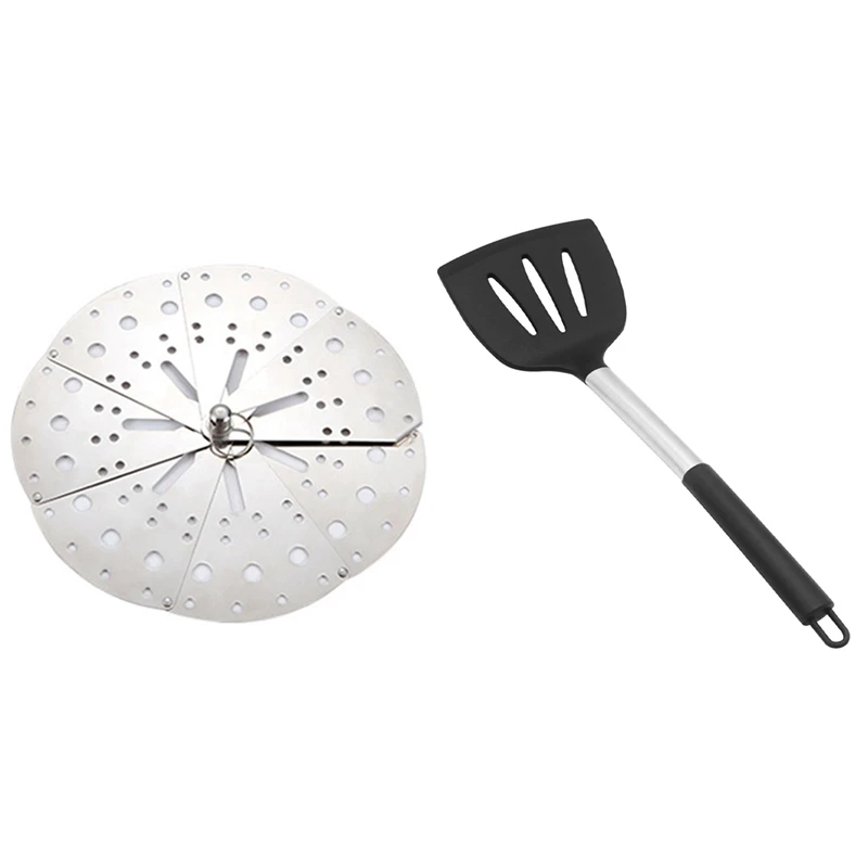 

Горячая Распродажа, нержавеющая регулируемая крышка для кастрюль с силиконовыми антипригарными шпателями