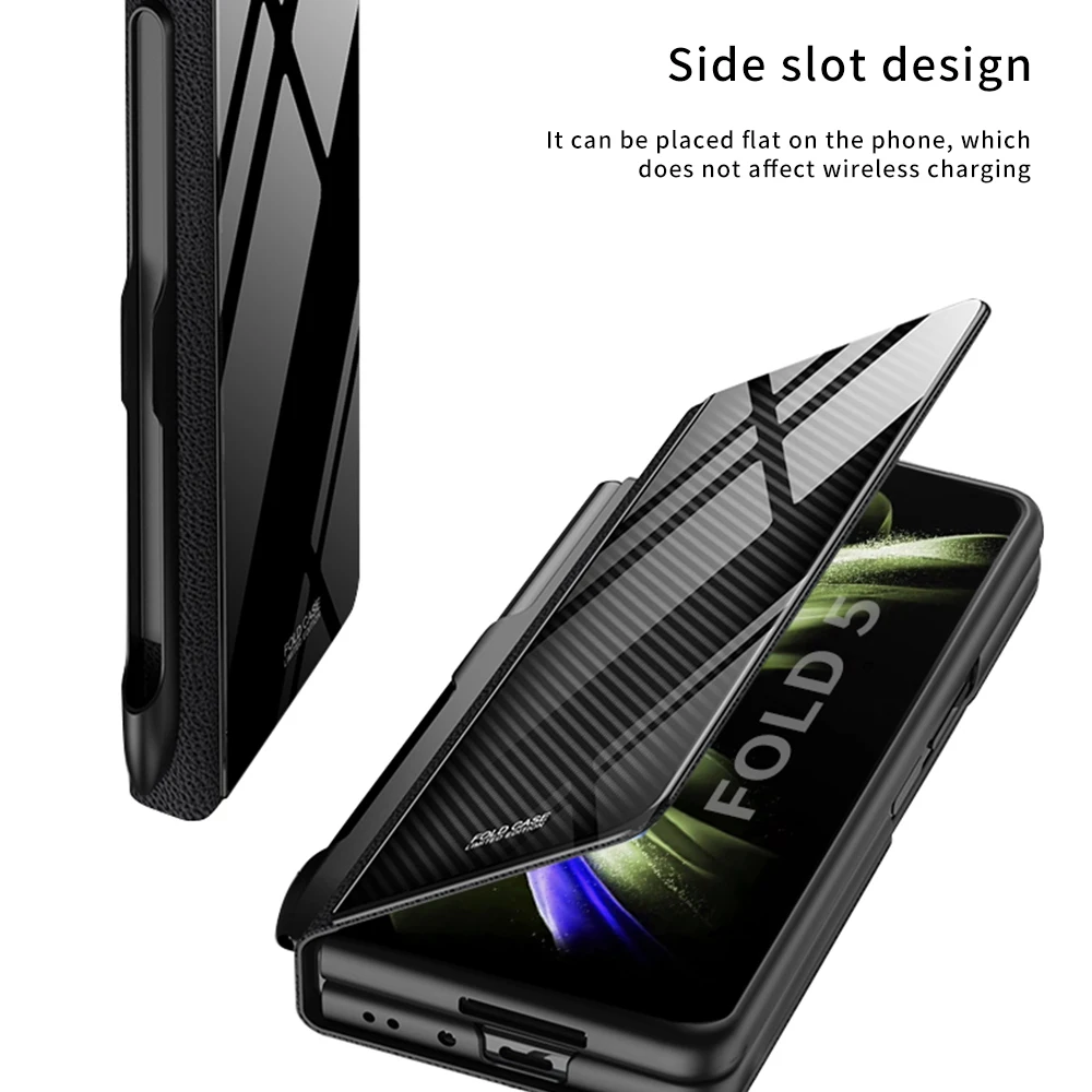 For Samsung Galaxy Z Fold 5 Fold 4 3 Case Ultra-thin Magnetic Hinge Kickstand Shockproof Protection Pen Holder Case For Fold3 4