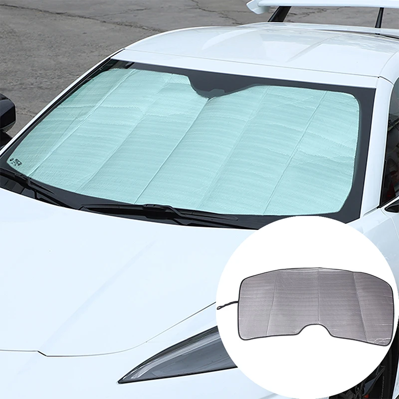 

Car Front Window Sun Shade UV Protection Whole Car Sunshade Windshield Cover For 2020-2021 Corvette C8 Auto Interior Accessories