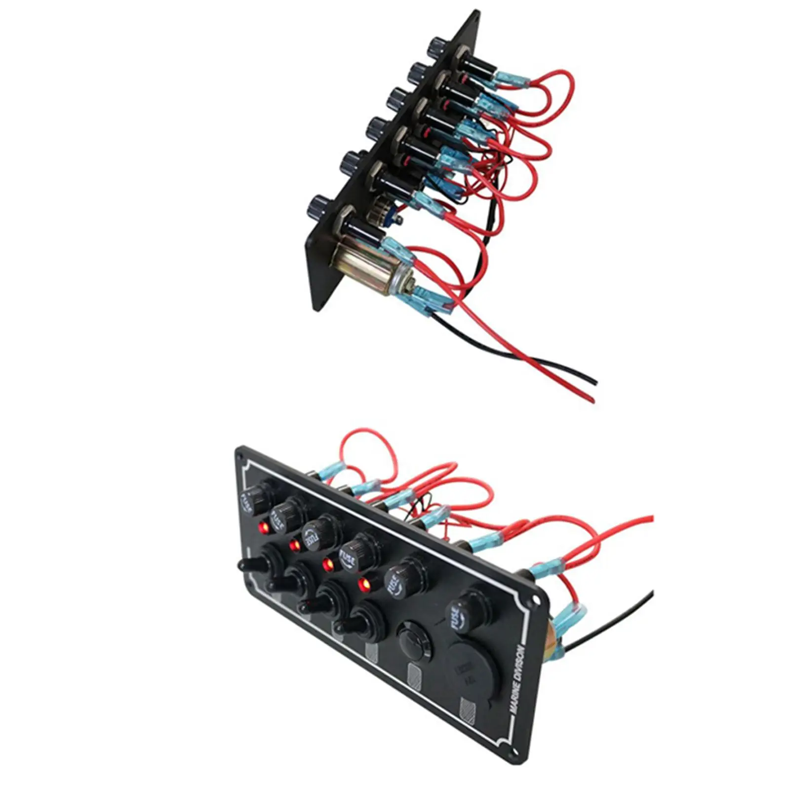

Rocker Switch Panel 12-24V with Red LED Indication Panel Professional Twist Panel for Boat RV Truck Vehicle Marine