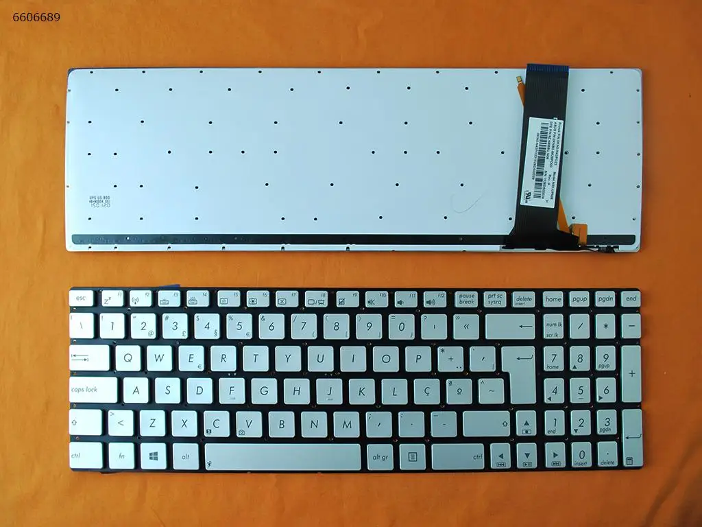 

PO Клавиатура для ноутбука ASUS R501VJ R501VM R501VV R501VZ R514J R514JR Серебристая подсветка с фольгой без рамки