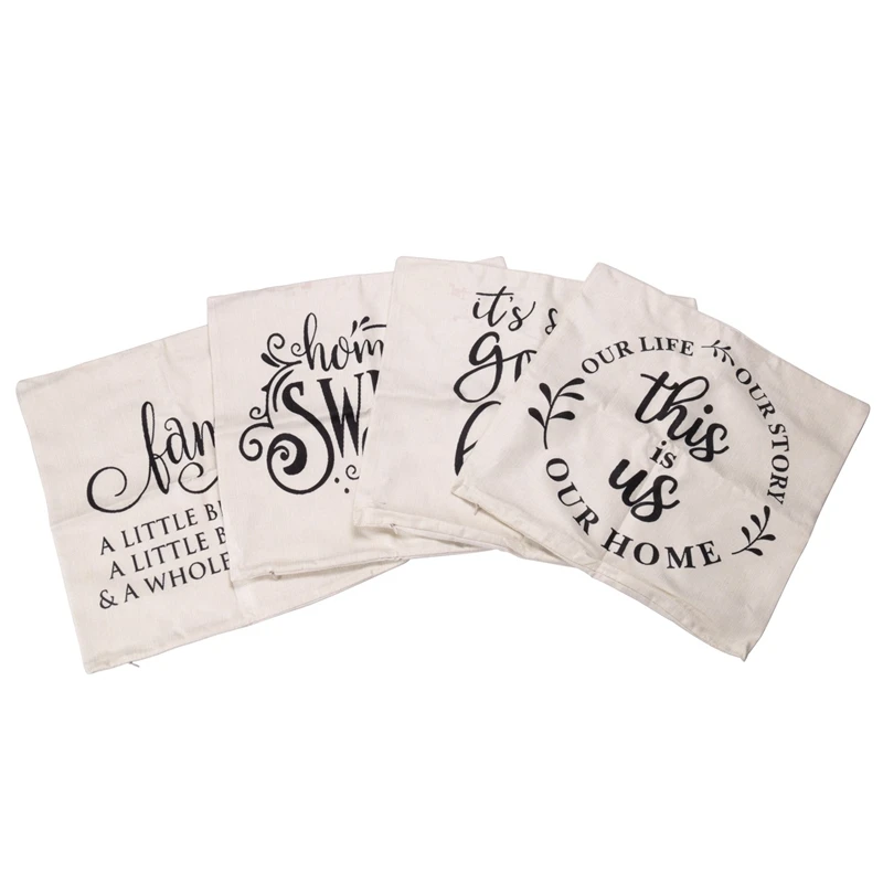 

BMDT-Farmhouse Decoration Pillow Covers Family Saying This Is Us Our Home Cushion Case For Sofa Couch Porch Decor