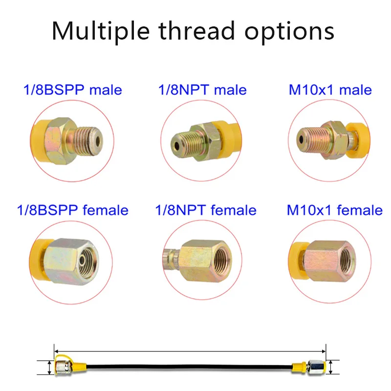 Пневматический шланг высокого давления PCP 63мпа M10 * 1 1/8NPT 1/8BSP заправка в газовом