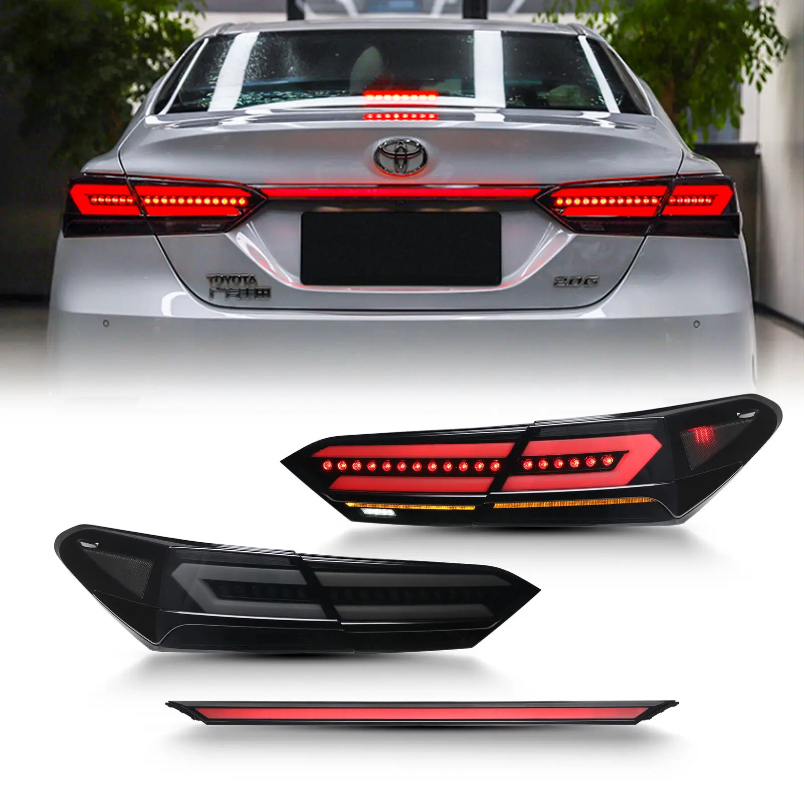 

LED Tail Lights With Trunk Lamp For Toyota Camry 2018 2019 2020 2021 2022 2023 8Th GEN SE LE TRD Smoked Rear Lamps Animation DRL