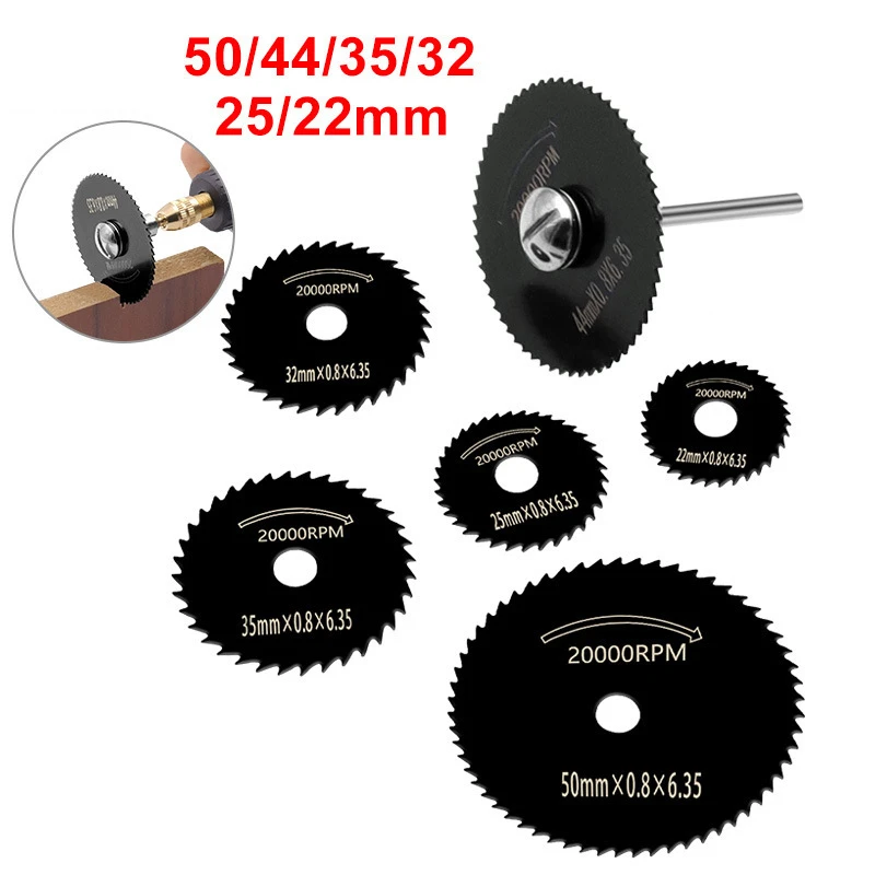 

6Pcs Mini HSS Circular Saw Blade Rotary Tool For Dremel Metal Cutter Power Tool Wood Cutting Discs Drill Mandrel Cutoff 22-50mm