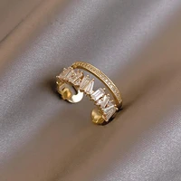 han edition personality fashion metal geometry zircon ring opening new gothic opening adjustable index finger ring jewelry gifts