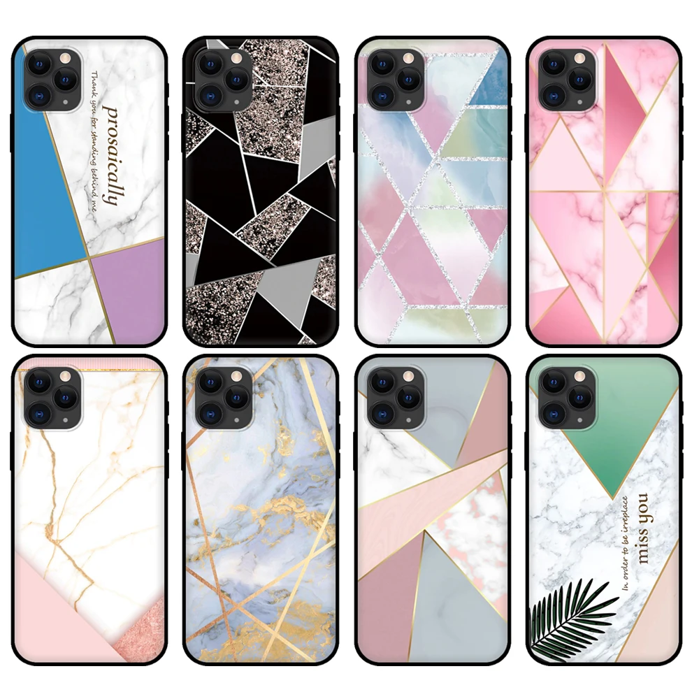 

Black tpu case for iphone 5 5s se 2020 6 6s 7 8 plus x 10 XR XS 11 12 mini pro MAX back cover Matte Marble