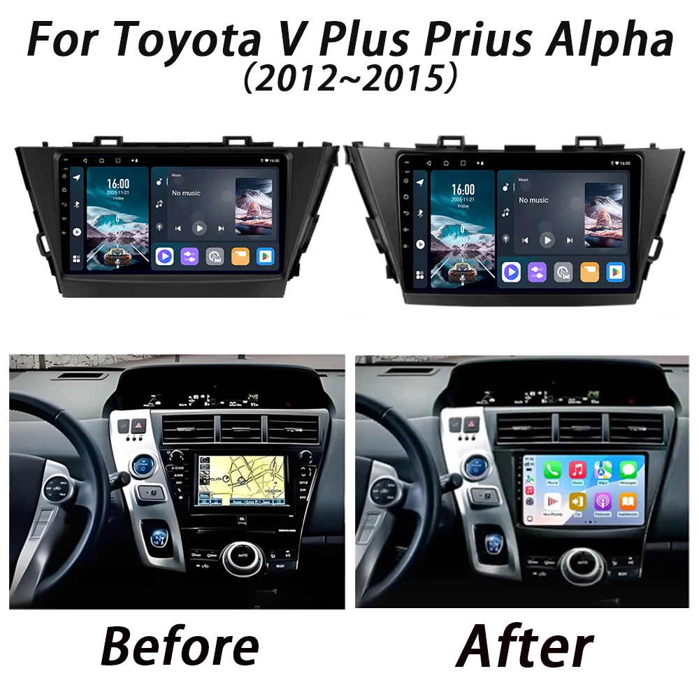 Фото Мультимедийный видеоплеер Android для Toyota V Plus Prius Alpha 2012-2015 с CarPlay, Bluetooth и радио №2
