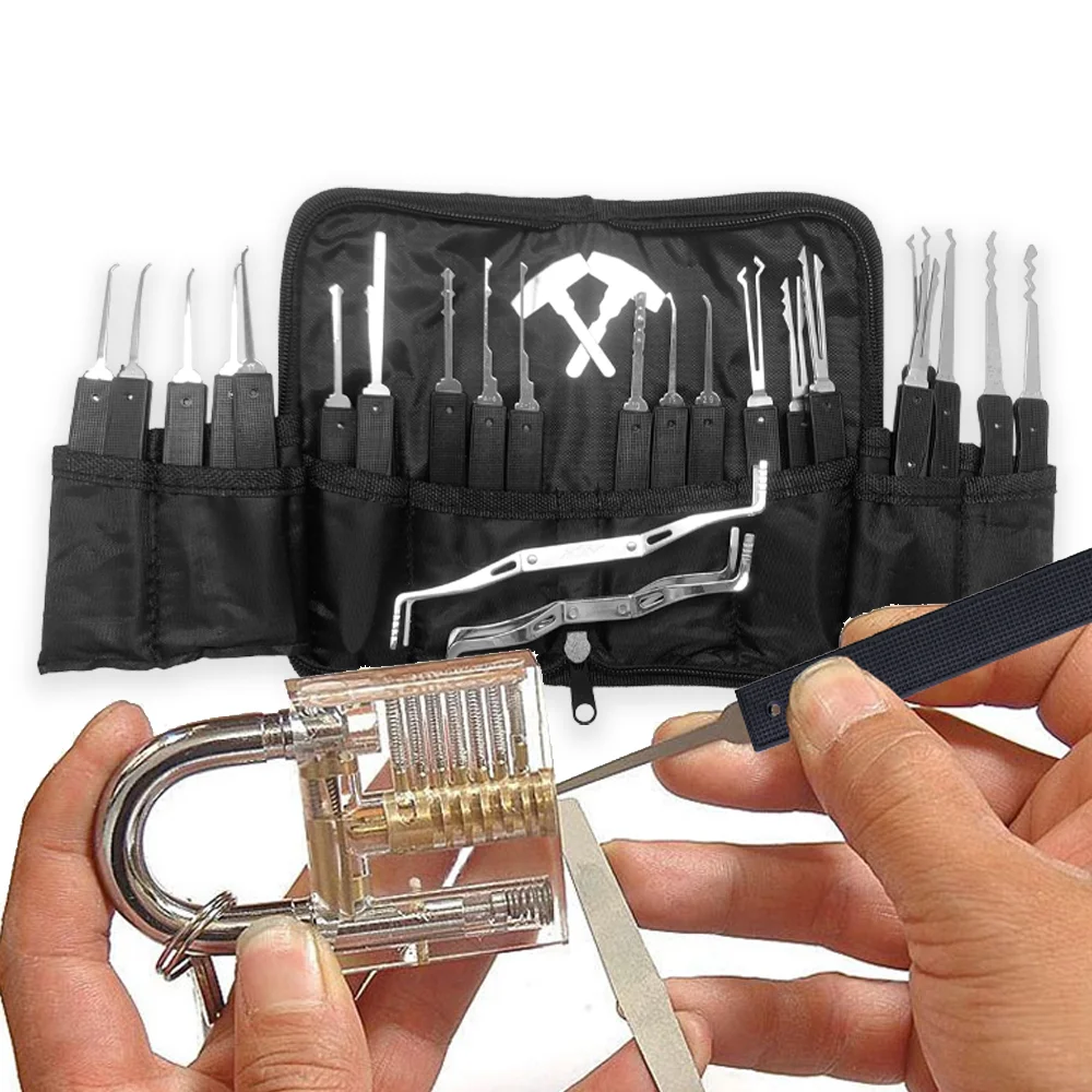 

KLOM 22 Pieces Lock Pick Set Great Tool KABA Single Pick Auto Tension Wrenches For Newbie and Professional Locksmith