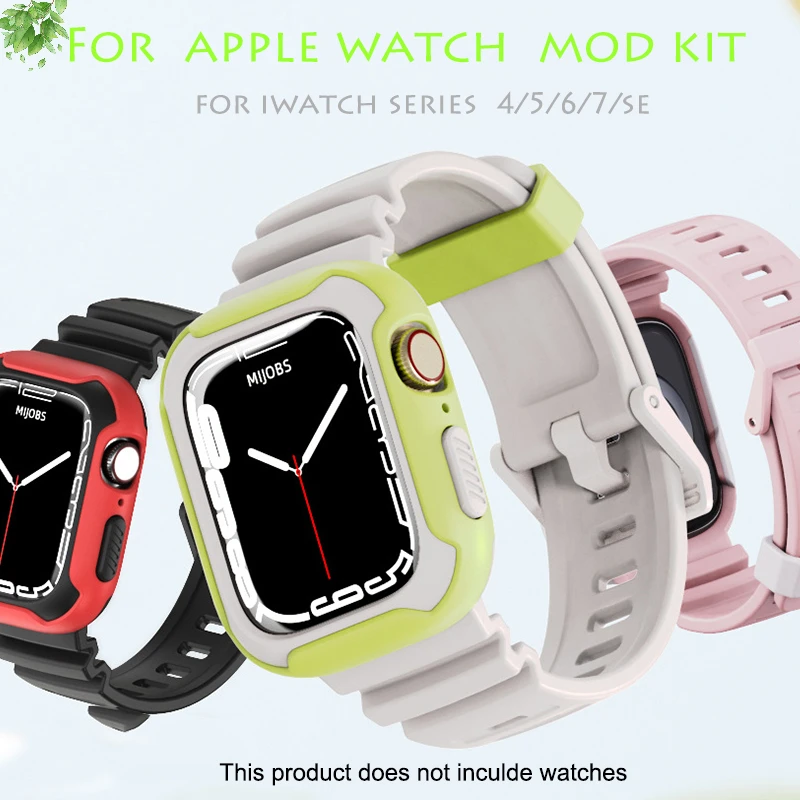 

TPU+PC Strap for Apple Watch 7 41mm 45mm 5 4 SE 44mm 40mm Sport Band for IWatch Serie 7 Se 6 Bracelet wristband Protective Case