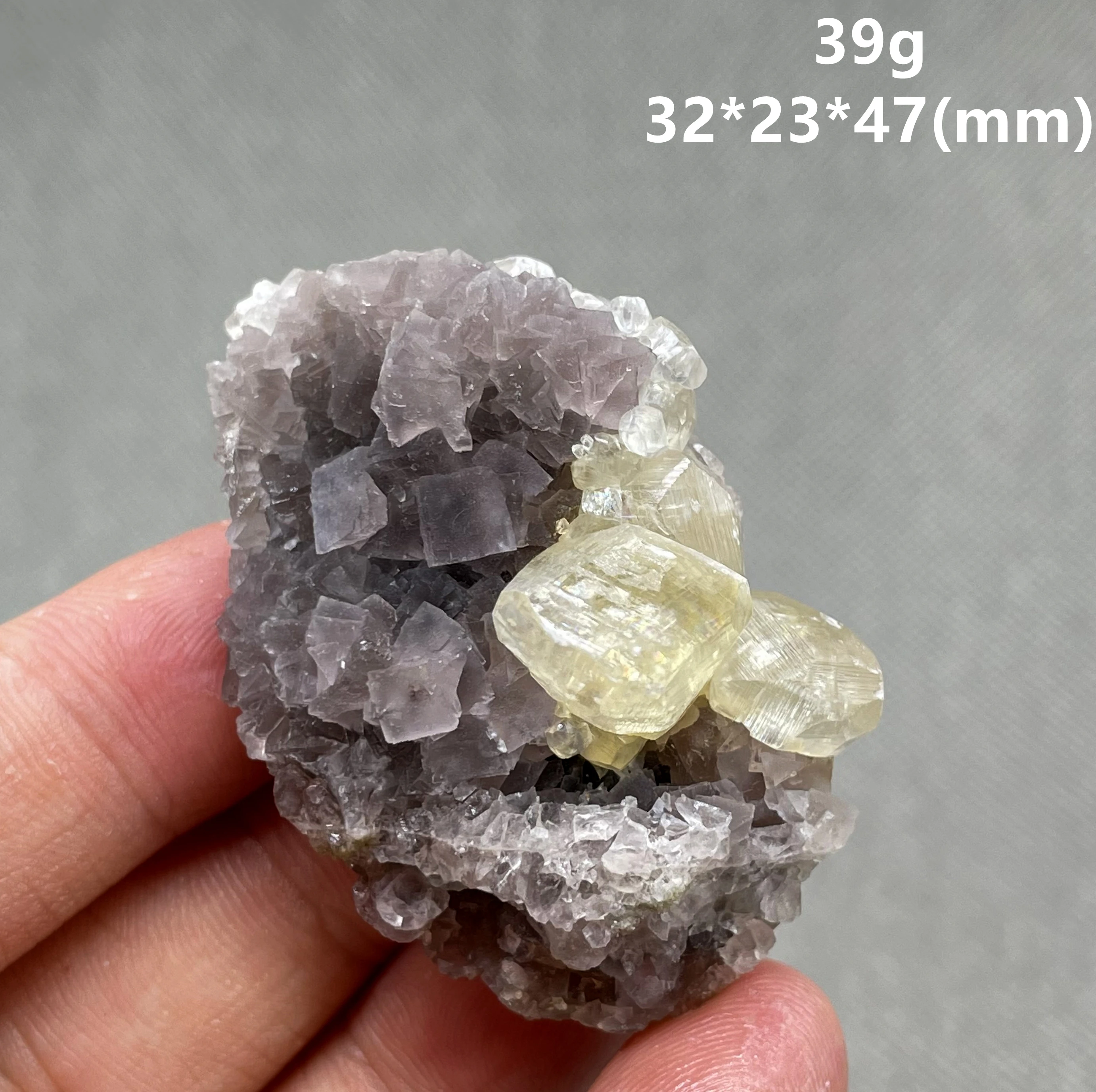 

NEW! 100% natural Purple Fluorite and fluorescent calcite symbiotic mineral specimen stones and crystals healing crystals