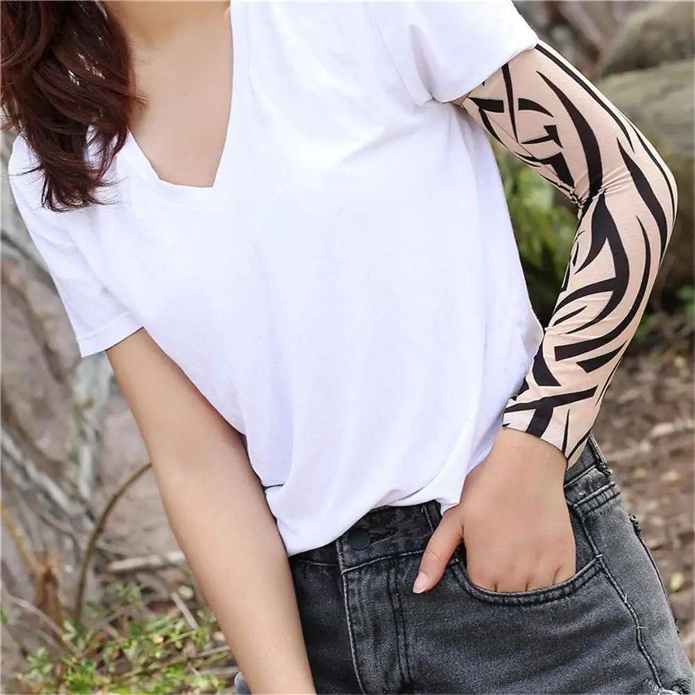 

6PCS UV Sun Protection Arm Sleeves For Men Women Cooling Fake Tattoos Sleeves Outdoor Sunscreen Sports Arm Sleeves Wholesale