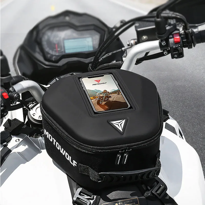 

Motorcycle Tank Bag Motorbike Oil Fuel Tank Bag Strong Magnetic Tank Bike Saddle Bag Motorcycle Bag Back Seat Strap Fixing