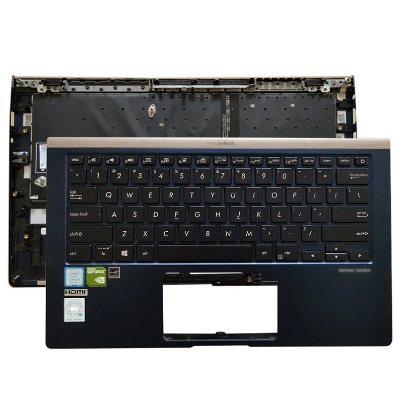 

95% NEW For Asus ZenBook Lingyao U2 Deluxe14 U4300F UX433 UX433F UX433FN Laptop Palmrest Upper Case US Backlight Keyboard
