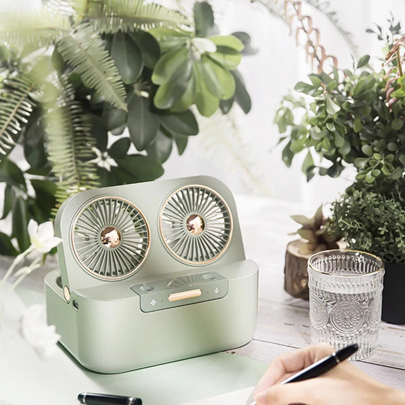Охлаждающий двухлопастной вентилятор с распылителем настольный USB-вентилятор