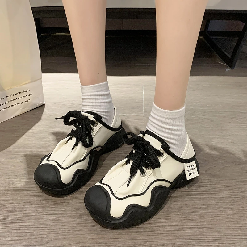 

College Style Thick Soled Ugly Cute Shoes for Women In Spring 2023, New Foreign Trade Versatile Casual Sports Small White Shoes