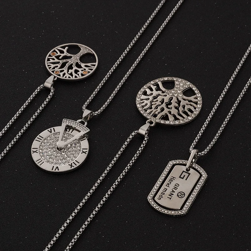 

Креативное ожерелье из титановой стали с инкрустированными бриллиантами буквами, Женская цепочка на свитер, аксессуары в стиле Ins, хип-хоп, украшение, оптовая продажа