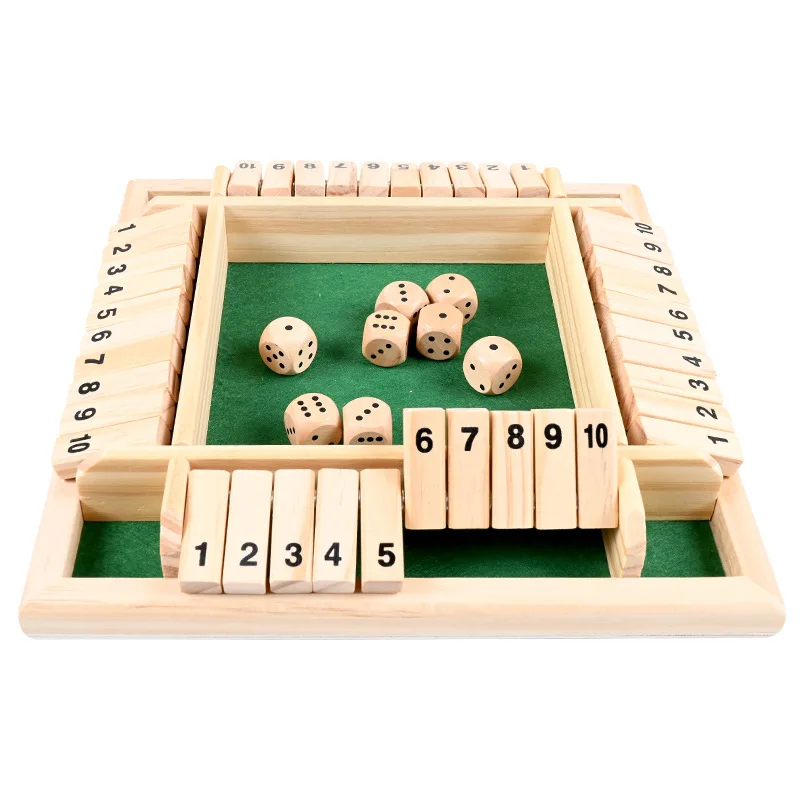 

Four Sided Numbers Dice Shut The Box Board Game Wooden Flaps Table Game Set Number Education Toys for Childern Family Party Game