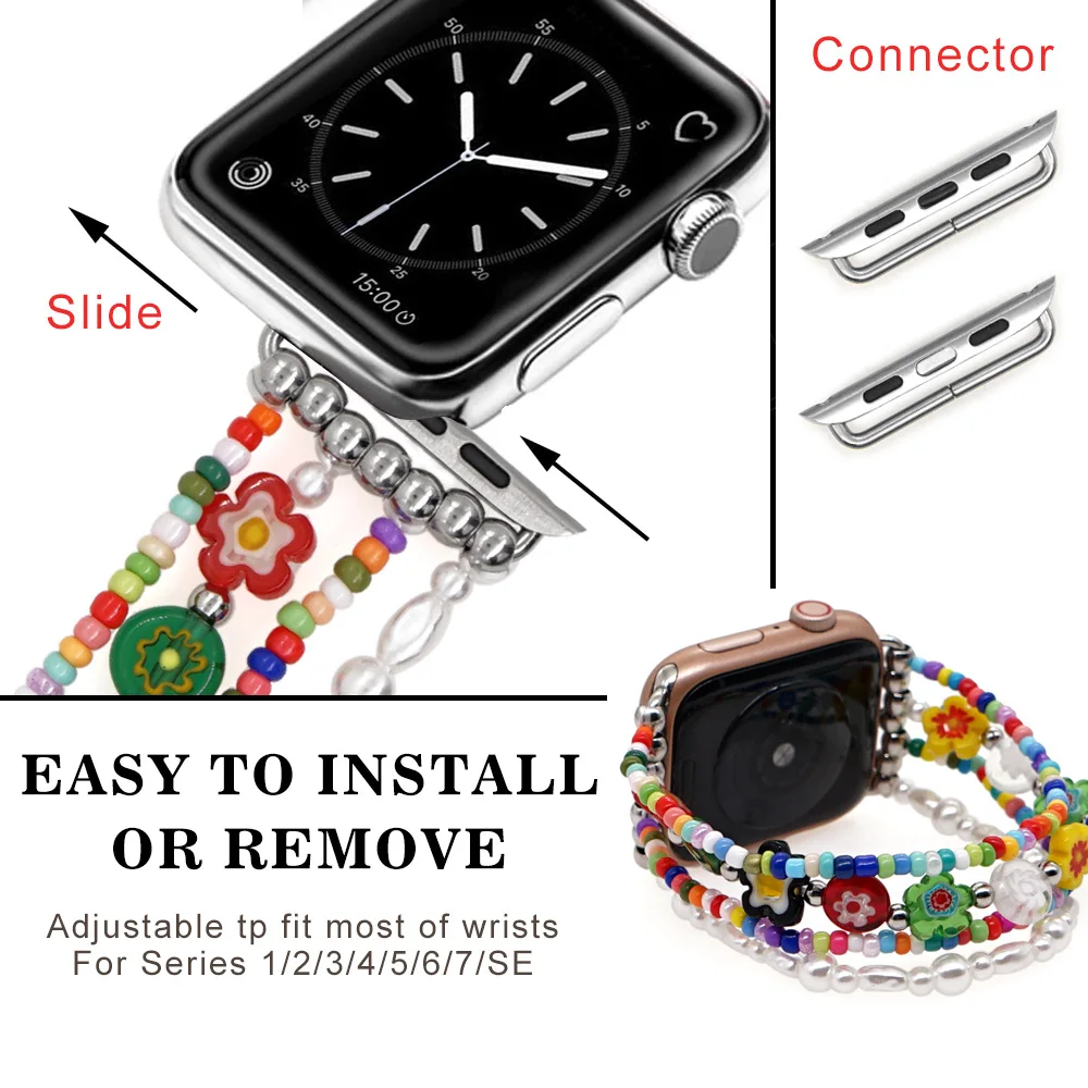 Ремешок из мягкой керамики и стекла в богемном стиле для Apple Watch 38 мм 40 41 Женский